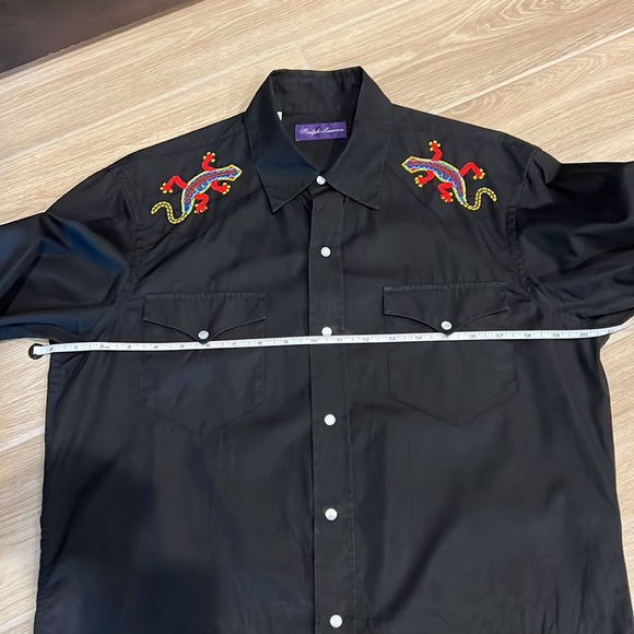 Ralph Lauren Purple label beaded Western shirt size M pearl snap buttons Cowboy - Picture 4 of 14